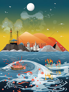 排放插画图片_核污水海洋污水排放17
