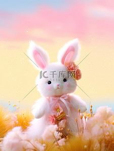 可爱小兔子在花朵丛中12