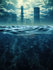 污染插画图片_排放海洋的核污染水6