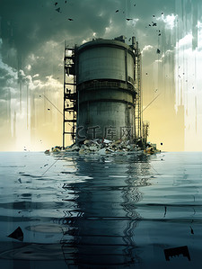 污染插画图片_排放海洋的核污染水8