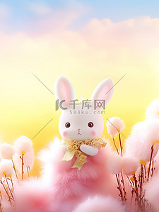 可爱小兔子在花朵丛中3