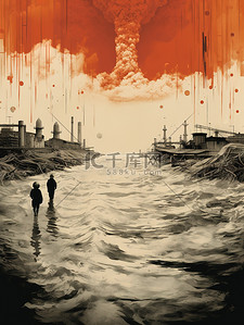 核污染海报插画图片_核污染水海洋海报12