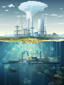 vocs排放插画图片_核污水海洋污水排放10