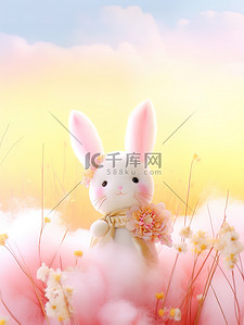 可爱小兔子在花朵丛中13