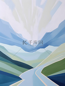 山脉公路为背景的抽象画18