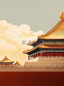 博物馆app图标插画图片_北京故宫博物馆建筑插画1