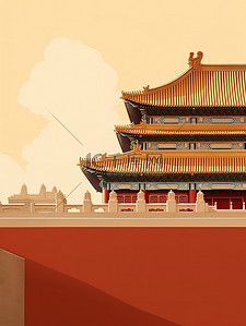 北京故宫博物院插画图片_北京故宫博物馆建筑插画15