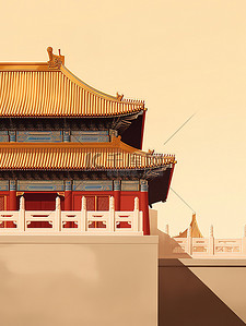柏林博物馆岛插画图片_北京故宫博物馆建筑插画2