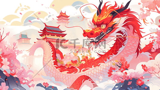 中国风腾云驾雾的中国龙