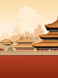 北京故宫博物院插画图片_北京故宫博物馆建筑插画7