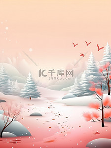 冬天雪景雪地大雪节气海报8