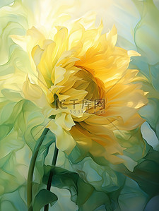 黄色向日葵插画半透明风格15