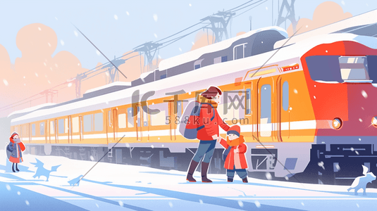 高铁到站声音插画图片_站台上候车的人插画3