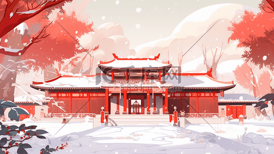 红色中国古建筑群风景插图15