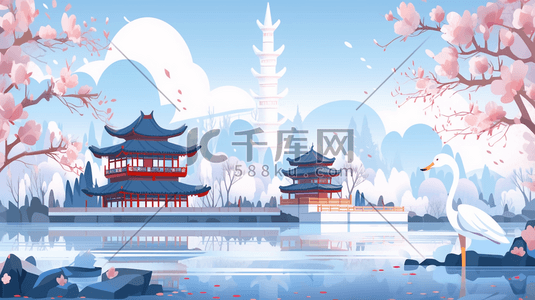红色中国古建筑群风景插图9