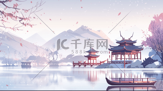 红色中国古建筑群风景插图12