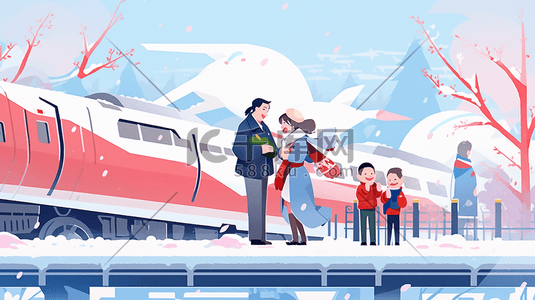 高铁到站声音插画图片_站台上候车的人插画2