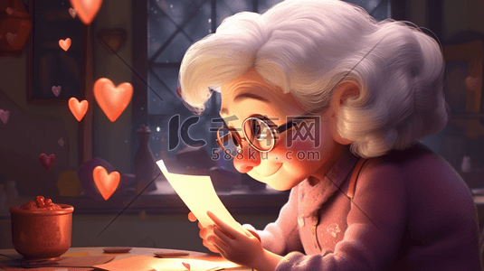 老奶奶和孙女插画图片_慈祥的老奶奶卡通形象