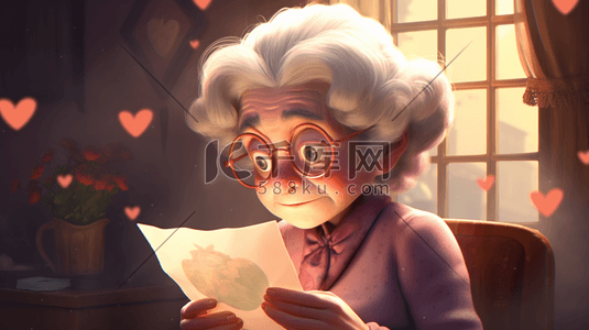 卡通可爱老人插画图片_慈祥的老奶奶卡通形象