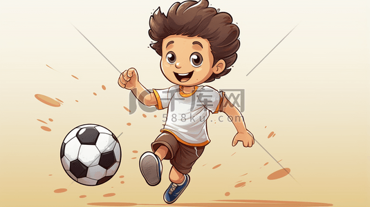 踢足球的小男孩插画28