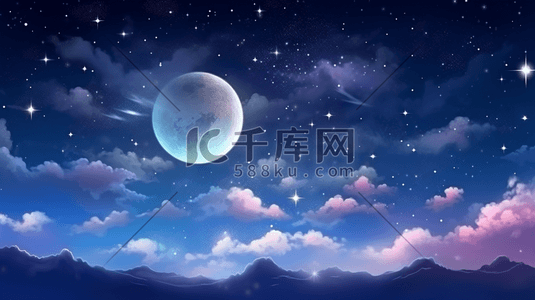 蓝色科技感星空插画图片_蓝色科技感唯美星空插画24