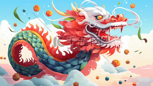 渐变创意插画图片_中国龙卡通创意插画4