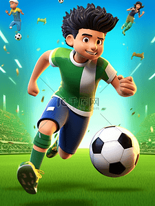 足球绿色插画图片_竞技场踢足球的男孩卡通插画10