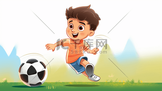 足球比赛观众插画图片_踢足球的小男孩插画17