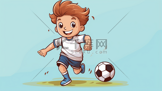 踢足球的男孩卡通插画24