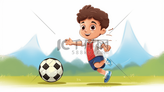 踢足球的男孩卡通插画12