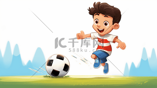 踢足球的小男孩插画9
