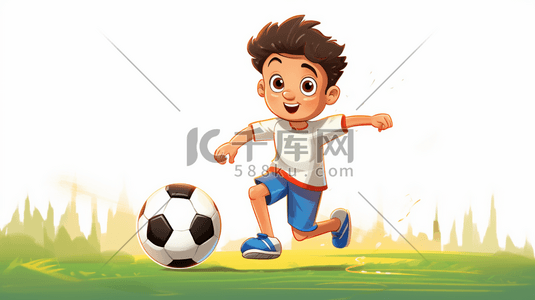 开心的男孩卡通插画图片_踢足球的男孩卡通插画14