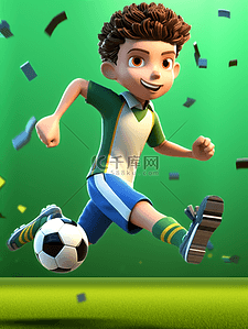 足球绿色插画图片_竞技场踢足球的男孩卡通插画8