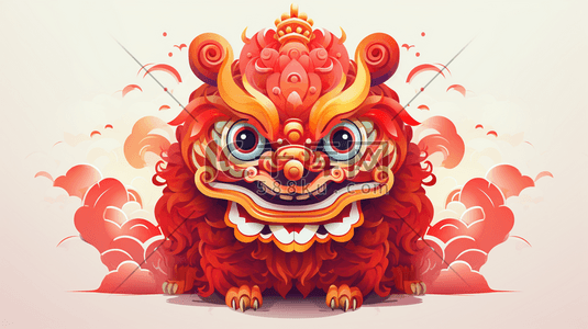 金色红色渐变插画图片_中国龙卡通创意插画36