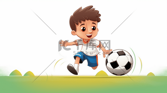 卡通足球男孩插画图片_踢足球的男孩卡通插画16