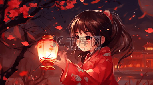 花朵彩带插画图片_节日喜庆动漫人物卡通插画13