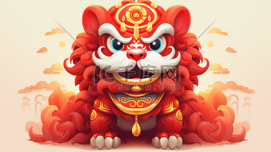 金色红色渐变插画图片_中国龙卡通创意插画18