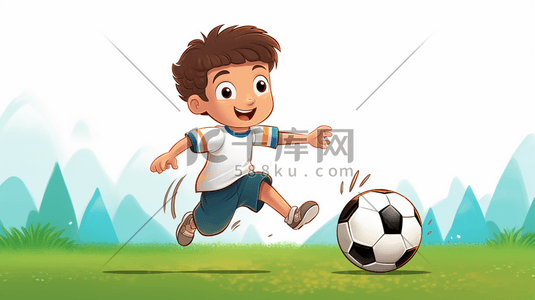 踢足球的男孩卡通插画13