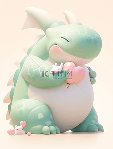 卡特恐龙插画图片_清新马卡龙配色卡通可爱3D龙宝宝IP形象