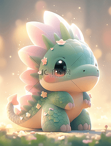 可爱恐龙插画图片_清新马卡龙配色卡通可爱3D龙宝宝IP形象