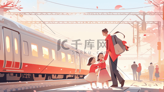火车插图插画图片_车站站台人群候车插图9