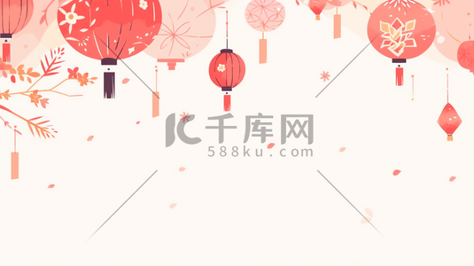 红色中国风灯笼插画31