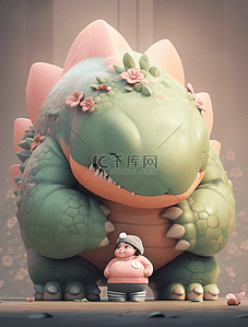 卡通恐龙3d插画图片_清新马卡龙配色卡通可爱3D龙宝宝IP形象