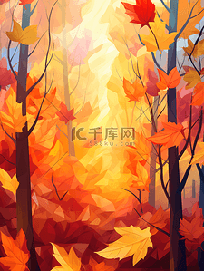 秋季秋叶插画图片_秋季树叶红色叶子插画19