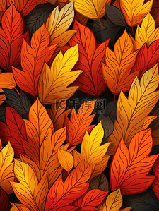 秋季树叶红色叶子插画7