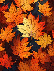 秋季树叶红色叶子插画8