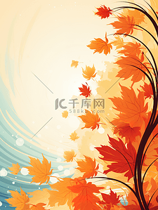 秋季树叶红色叶子插画2