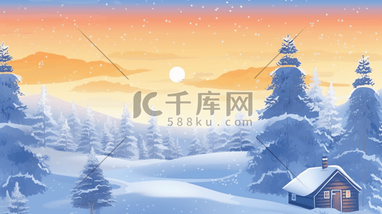 冬季森林雪景插画6
