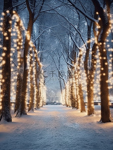 闪烁插画图片_冬季仙境闪烁的灯光8
