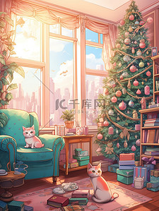 圣诞树装饰的客厅3